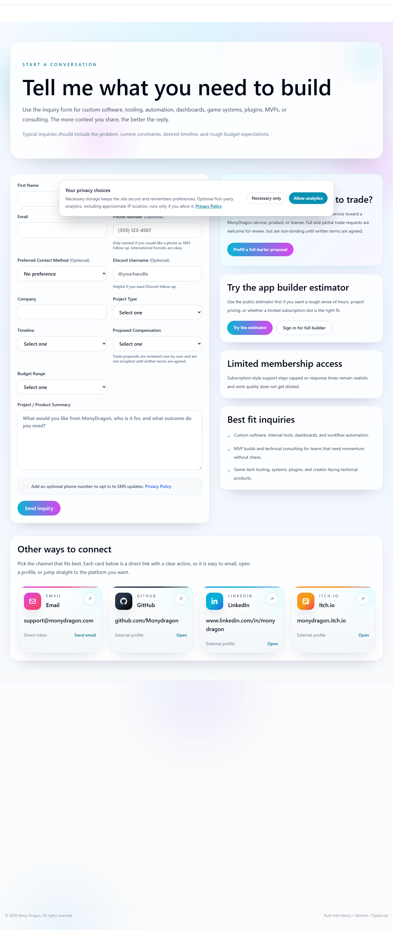 Monydragon.com — Business Operations Hub project view