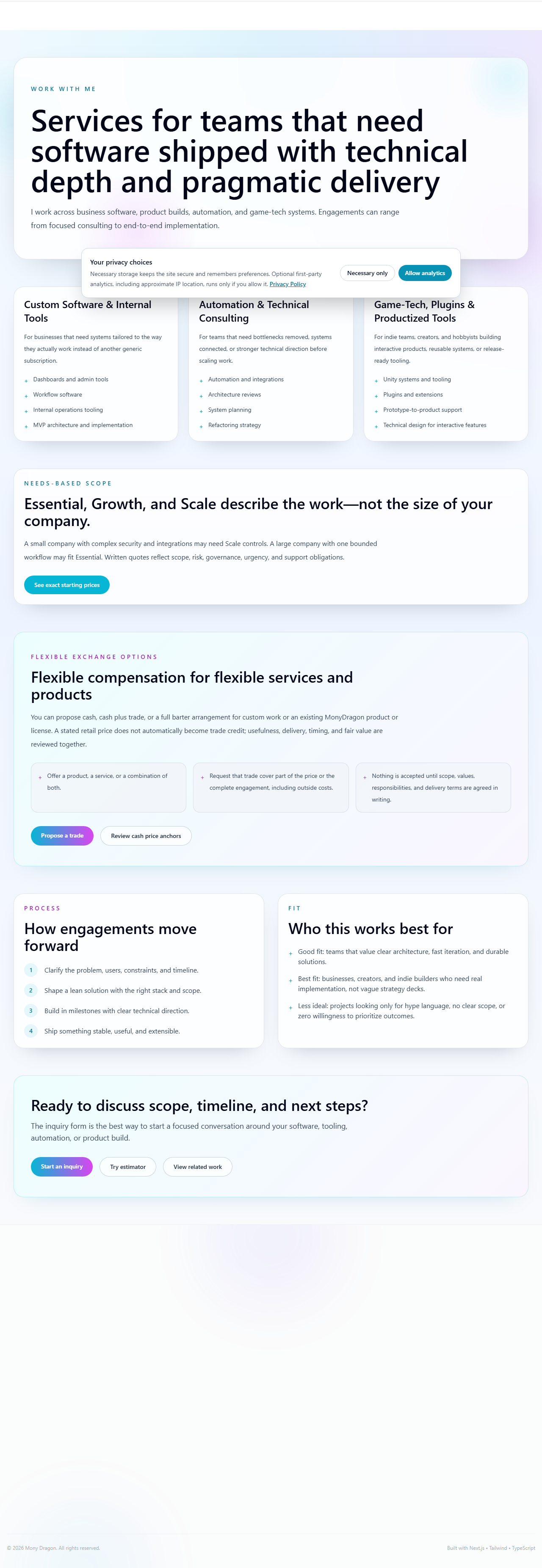 Monydragon.com — Business Operations Hub project view